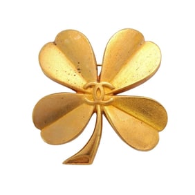 Chanel Brooch Coco Mark Clover GP Plated Gold Ladies