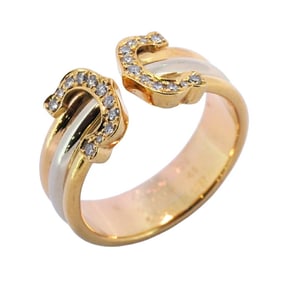 Cartier Ring 2C 18KYG Yellow Gold 18KWG White 18KPG Pink Diamond #48 Ladies