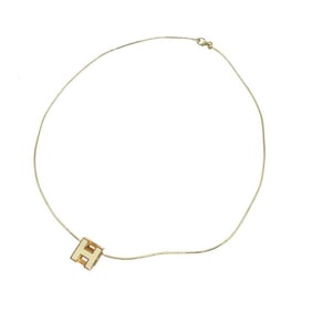 Hermes Cage d'Ache H Cube Necklace Metal Gold/Ivory 0806HERMES
