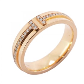 Tiffany Ring T Narrow 18KPG Pink Gold Diamond Size 10 Ladies