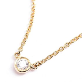 Tiffany Necklace for Women by the Yard Single Diamond Pendant 1P Yellow Gold TIFFANY 750YG