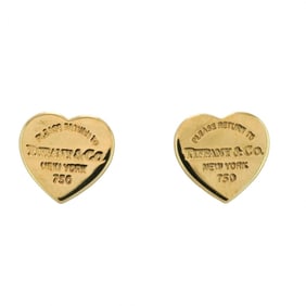 Tiffany Earrings Return to Heart 18KYG Yellow Gold Ladies