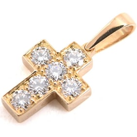 Cartier pendant for women, small cross diamond pendant, yellow gold, 750YG