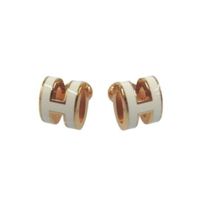Like new Hermes Mini Pop H Earrings Metal White 0133HERMES