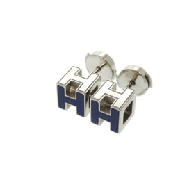 Hermes Cage d'Ache H Cube Metal Navy Necklace 0656 HERMES