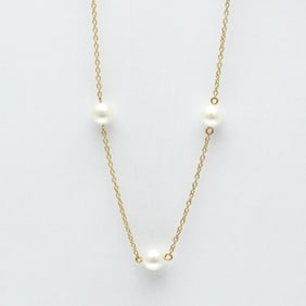 Tasaki Pearl Station Necklace Yellow Gold (18K) Pearl Women,Men Fashion Pendant Necklace (Gold)