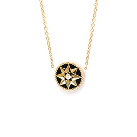 Christian Dior Rose Des Vents Necklace Pink Gold (18K) Onyx Men,Women Fashion Pendant Necklace (Pink