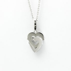 Cartier Double Heart Diamond Necklace White Gold (18K) Diamond Men,Women Fashion Pendant Necklace (S