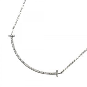 Tiffany Necklace T Smile Small 18KWG White Gold Diamond Ladies