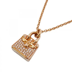 Hermes Necklace Kelly 18KPG Pink Gold Diamond 0.22ct Ladies