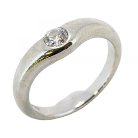 Tiffany ring, curved band, 1PD, Pt950, platinum, diamond, size 11, ladies