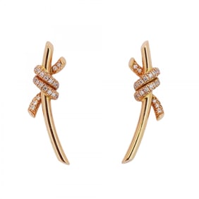 Tiffany Knot Earrings 18KPG Pink Gold Diamond Ladies
