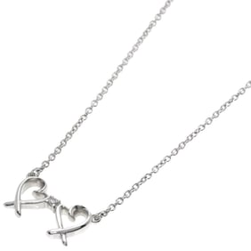 Tiffany Double Loving Heart 1P Diamond Necklace Silver Women's TIFFANY&Co.