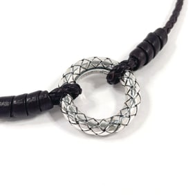 BOTTEGAVENETA Bottega Veneta Intrecciato Circle Necklace Silver 925/Leather Unisex