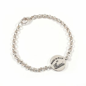 GUCCI Gucci Round Plate Chain Bracelet Silver 925 Unisex