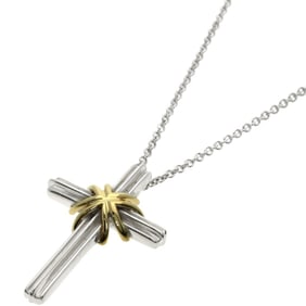 Tiffany Signature Cross Necklace Silver K18YG Women's TIFFANY&Co.