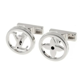 Louis Vuitton LOUIS VUITTON Cufflinks LV Catch Cuffs Initial Monogram Flower M80188 Metal Silver S-1