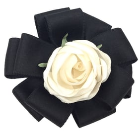 CHANEL Camellia Corsage Brooch Black and White Chanel Women's