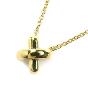 TIFFANY&Co. Tiffany 18KYG Yellow Gold Cross Stitch Necklace 2.7g 41cm Women's