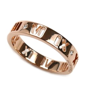 TIFFANY&Co. Tiffany 18KPG Pink Gold Pierced Atlas 4P Diamond Ring, Diamond, Size 8, 2.8g, Women's