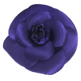 CHANEL Camellia Corsage Brooch Purple Satin Chanel Women's