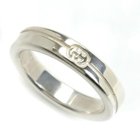 GUCCI Gucci Silver 925 Diagonal Interlocking G Ring 774049 J8400 8106 Size 8.5 4.2g Women's
