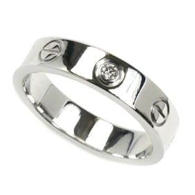 CARTIER 18KWG White Gold Mini Love 1P Diamond Ring B4050548 Size 8 48 4.4g Women's
