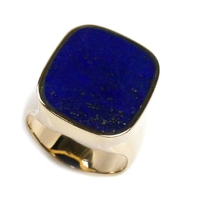 GUCCI 18KYG Yellow Gold Lapis Lazuli Ring, Lazuli, Size 18, 19.8g, Men's