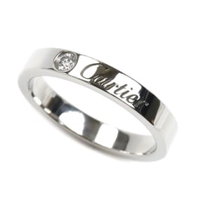 CARTIER Pt950 Platinum Engraved 1P Diamond Ring B4051348 Size 8 48 4.4g Women's