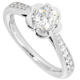 CHANEL Camellia Ring Diamond 0.40ct #46 Platinum F/VVS2/3EX Women's