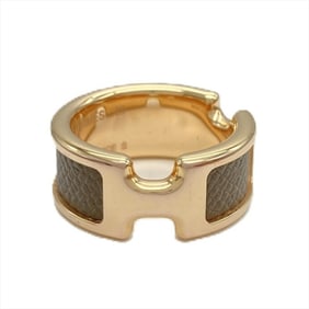 Hermes Olympe PM Ring, Metal, Epsom Leather, Size 10.5, Etoupe, Pink, S Size, Women's