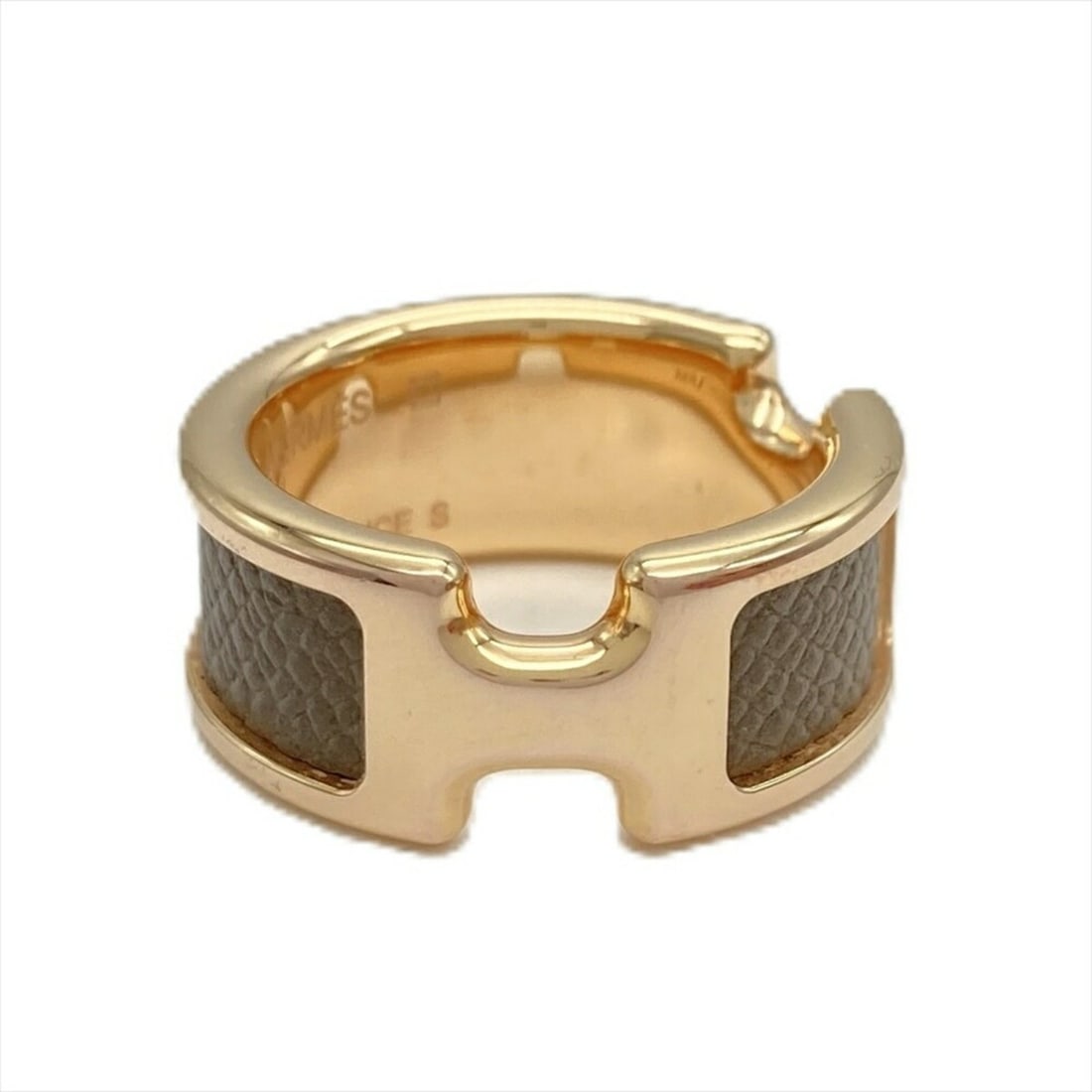 Hermes Olympe PM Ring, Metal, Epsom Leather, Size 10.5, Etoupe, Pink, S Size, Women's (1 of 5)