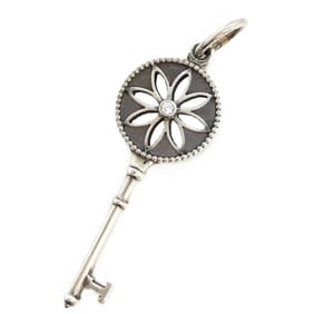 Tiffany & Co. Daisy Key Charm SV925 Diamond Silver Flower Pendant Top