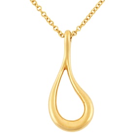 Tiffany & Co. Teardrop Necklace K18YG Gold Elsa Peretti 40cm