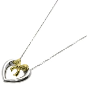 Tiffany Heart Ribbon Necklace Silver K18YG Women's TIFFANY&Co.