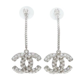 CHANEL Rhinestone Crystal Coco Mark Earrings for Women
