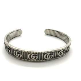 Gucci Double G Silver SV925 Bracelet Bangle Men's GUCCI