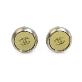 CHANEL Coco Mark Metal Earrings Silver x Gold Women's h30278f