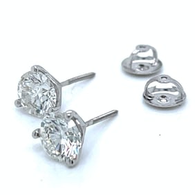 14K White Gold 2.26 Ct. GIA Certified Diamond Stud Earrings