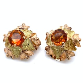 Retro 18K Yellow Gold Citrine Earrings