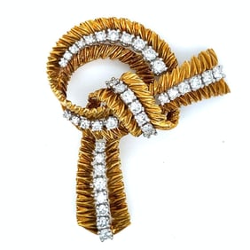 1960’s French 18K Yellow Gold Diamond Brooch