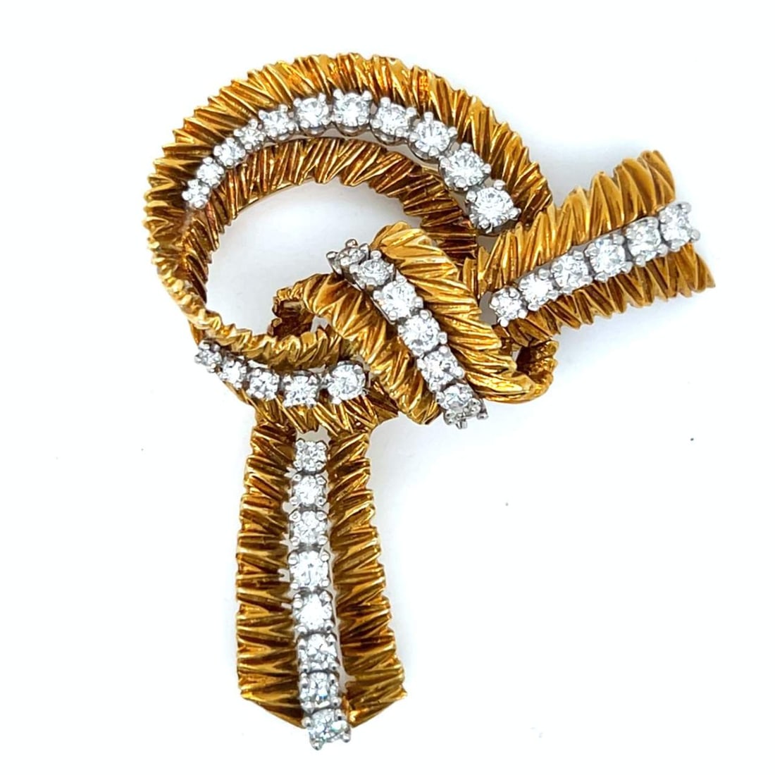1960â€™s French 18K Yellow Gold Diamond Brooch  (1 of 3)