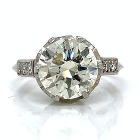 18K White Gold 3.18 Ct. European-cut Diamond Ring