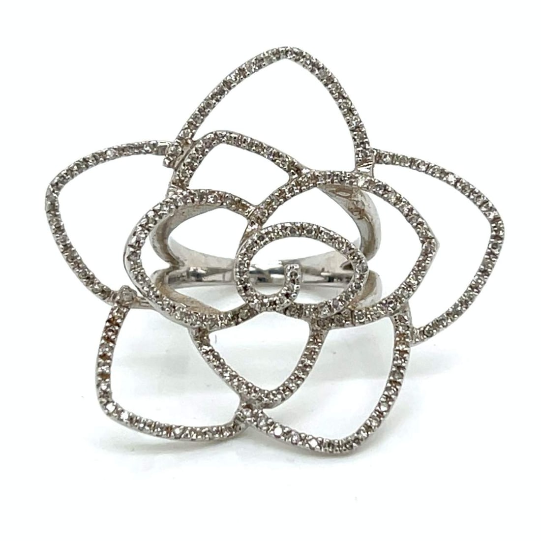 14K White Gold Diamond Flower Ring  (1 of 2)