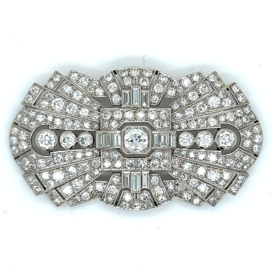 Art Deco Platinum 13.30 Ct. Diamond Brooch  (1 of 2)