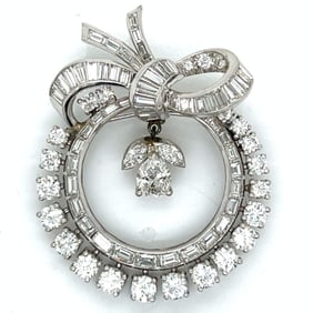 Art Deco Platinum Diamond Brooch/Pendant