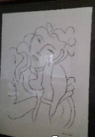 Henri Matisse: Description This outstanding black & white painting, originally created by Henri Matisse, is untitled as, &#226;&#8364;&#339;Linear Image of Female Head in Hand.&#226;&#8364;&#157; The artwork typifie