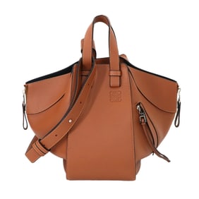 LOEWE Hammock Small 2way Hand Shoulder Bag Leather Tan 387.30.S35 Silver Hardware