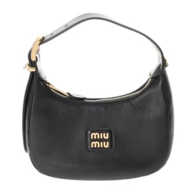 MIUMIU Miu Hobo Bag 2WAY Black Women's Leather Handbag