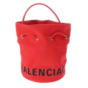BALENCIAGA Wheel XS Drawstring Bucket Bag Red 619458 Women's Canvas 2WAY